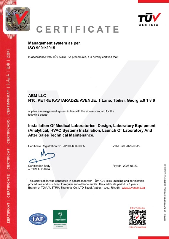 ABM ISO 9001:2015 certificate