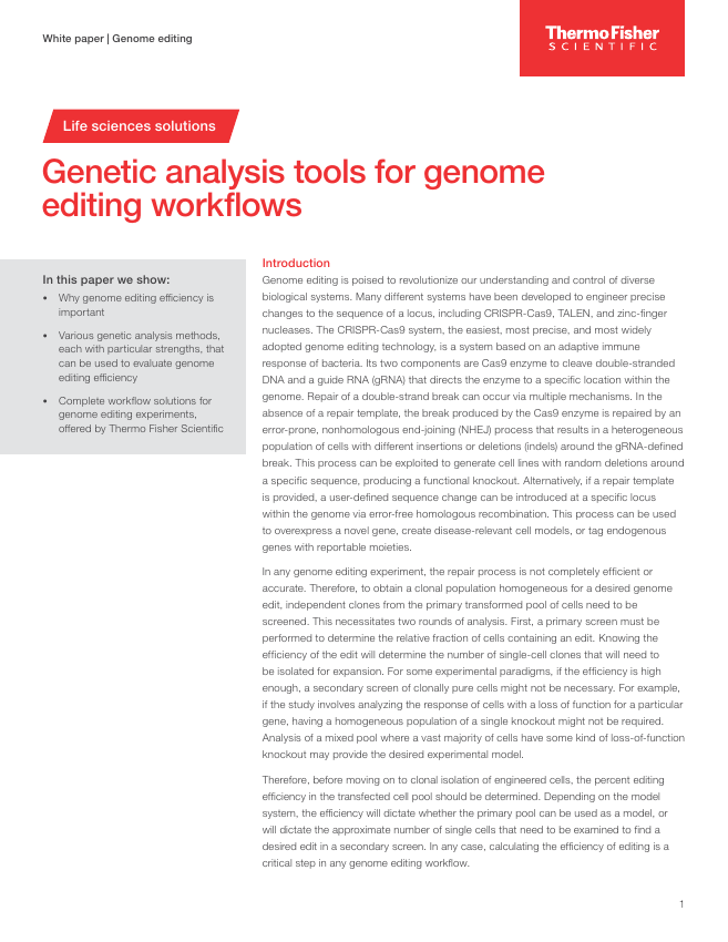 Genetic analysis for genome editing document cover