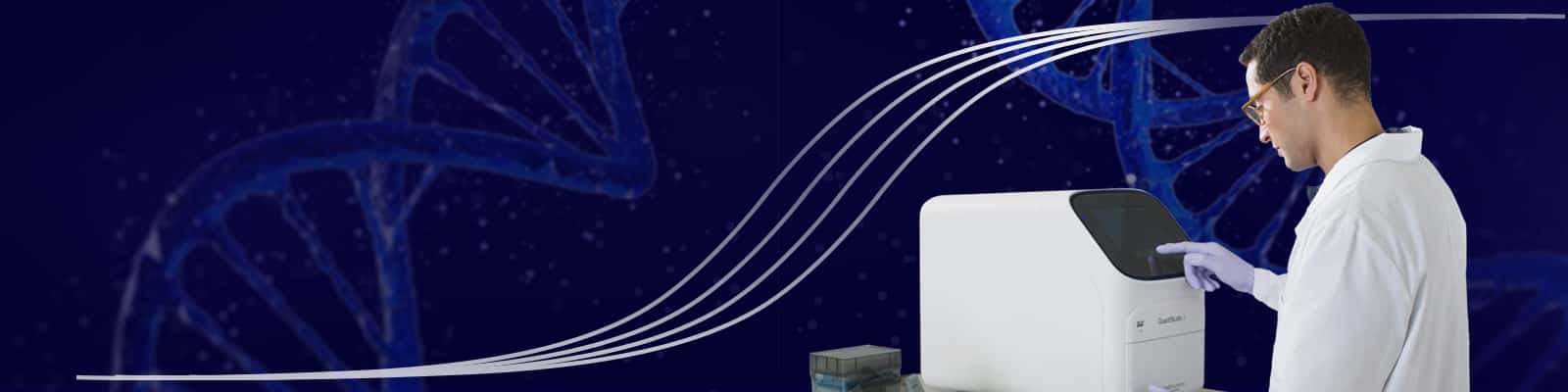 Scientist working with a real-time PCR system
