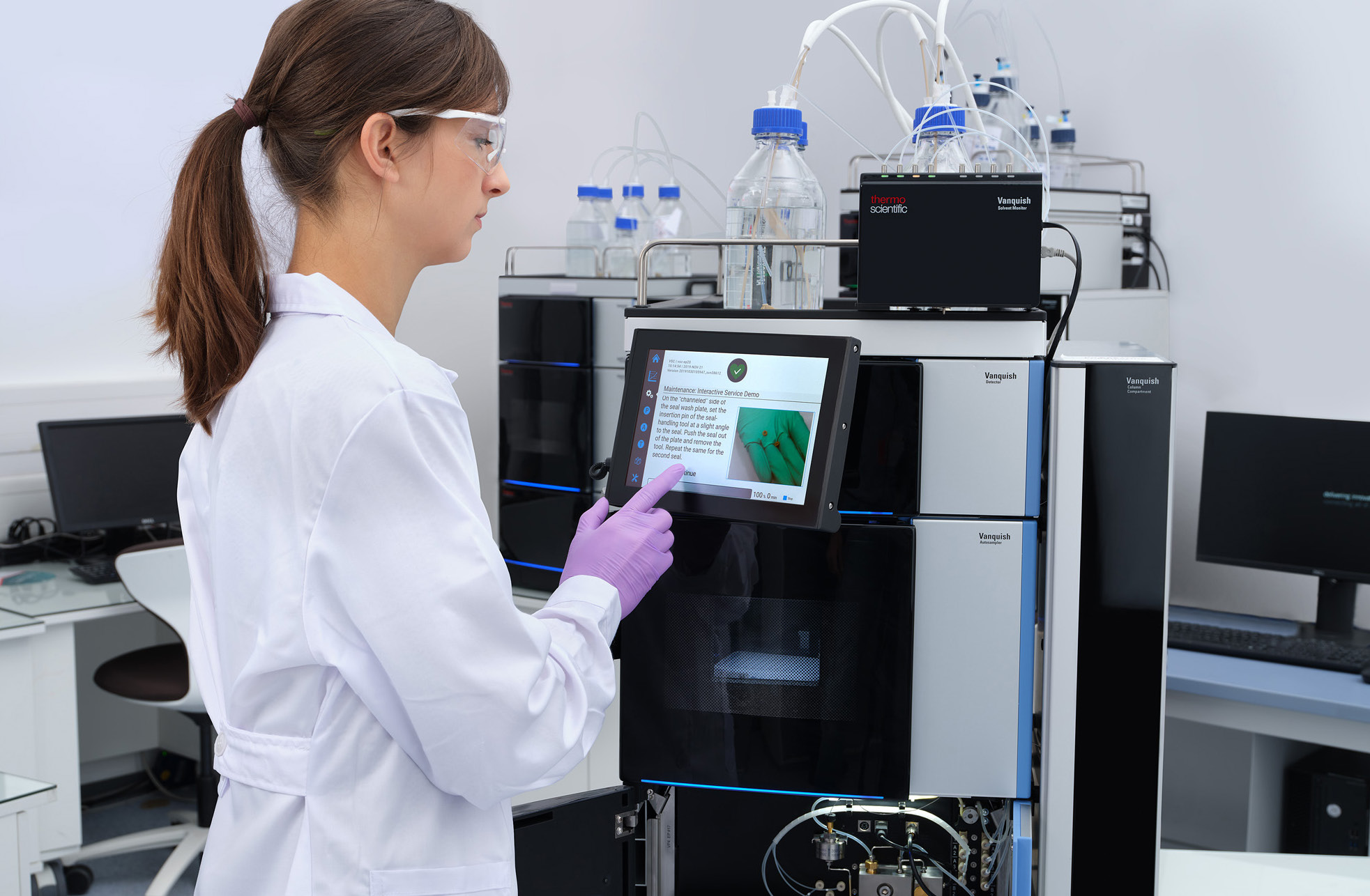 Laboratory instrument checks using a diagnostic interface